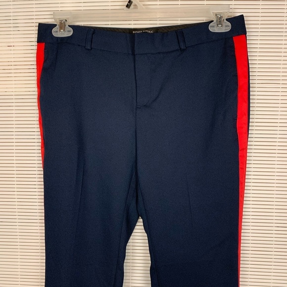 J. Crew navy with red tuxedo stripe cropped pants military size 6 petite - Picture 3 of 10